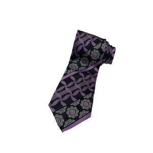 Bruno Conte Men's Necktie Black and Purple Dress Tie Professional 59” x 3-3/4”
